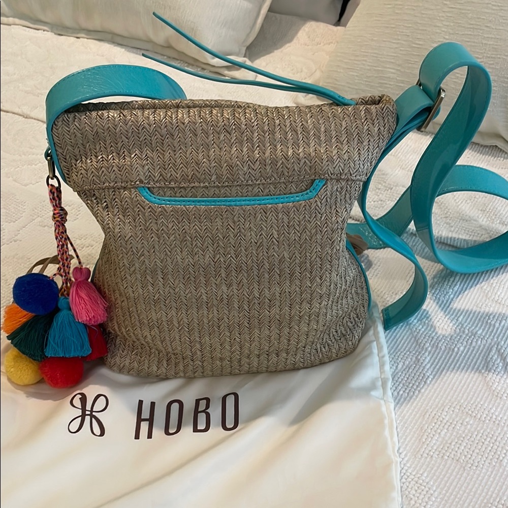 HOBO Beige and Turquoise Hobo Bag